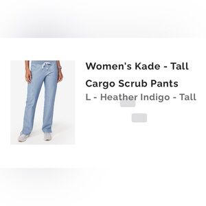 FIGS Women's Heather Indigo Scrub Set (Large Rafaela top, Large Tall Kade Pants)